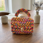 Handcrafted Puff Knit Top Handle Bag